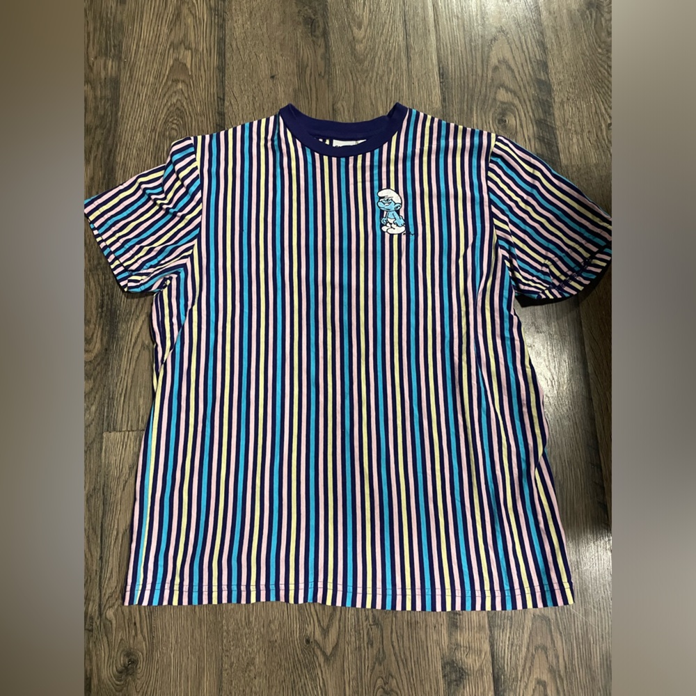 Smurfs Multicolored Striped Tee, Adult M